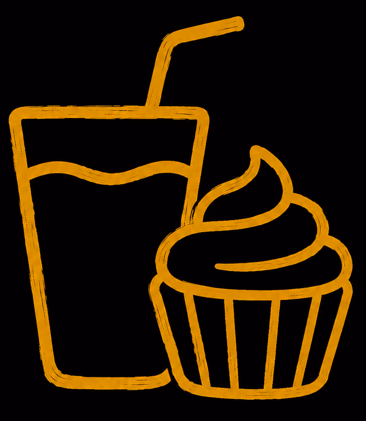 Une boisson et un muffin
