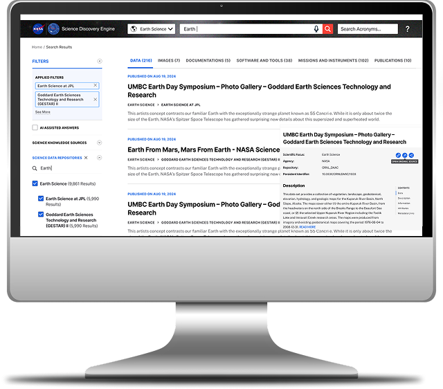 Science Discovery Portal mockup