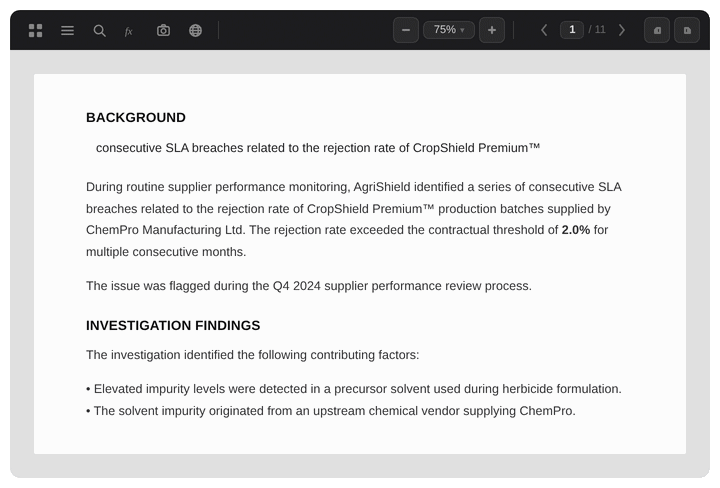 User selecting a part of a document and asking a question about it to Augmented IQ AI