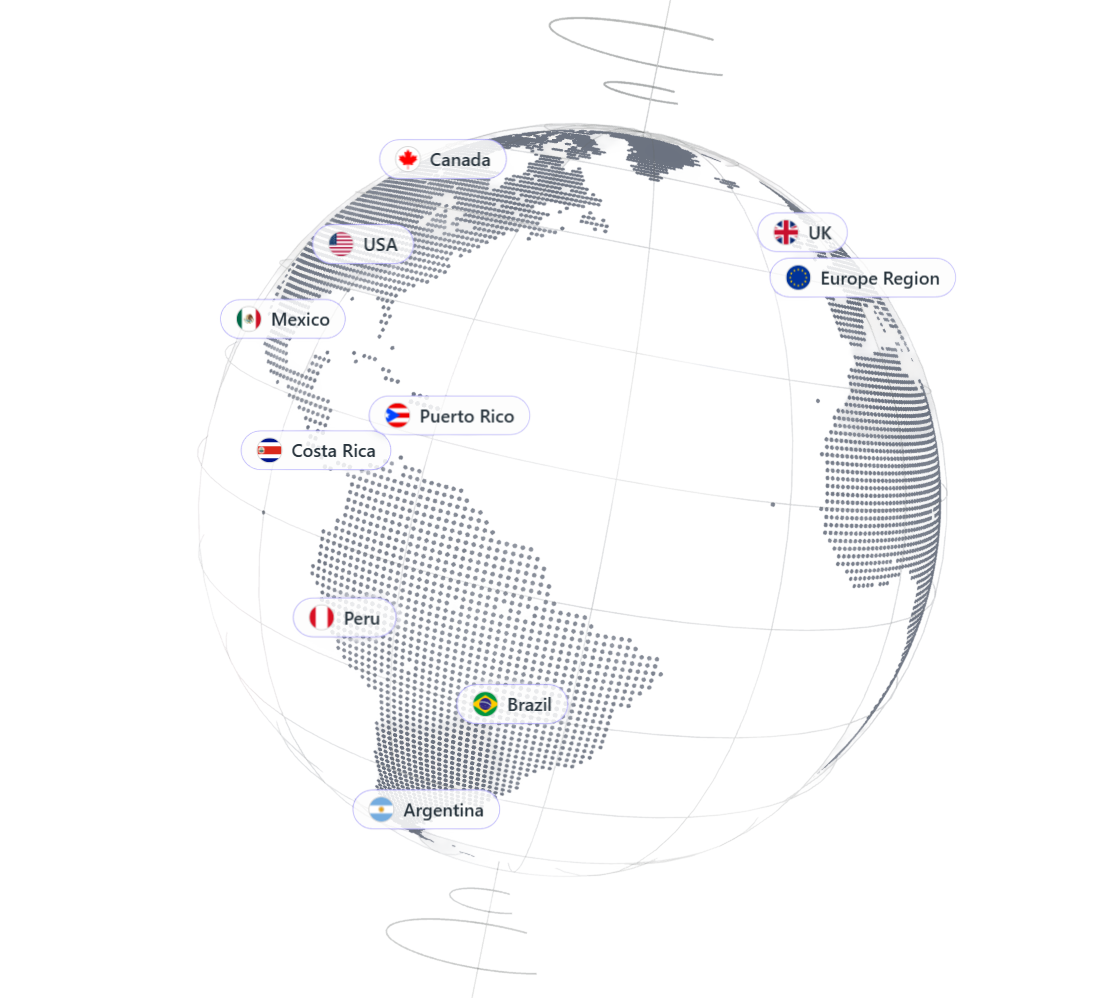 Dotted globe marking the countries ClearTax supports e-invoicing in
