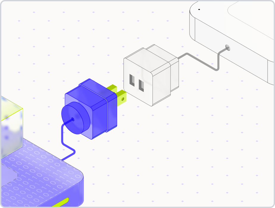 Isometric illustration of a Clarity AI data cube connecting out to external agent surfaces