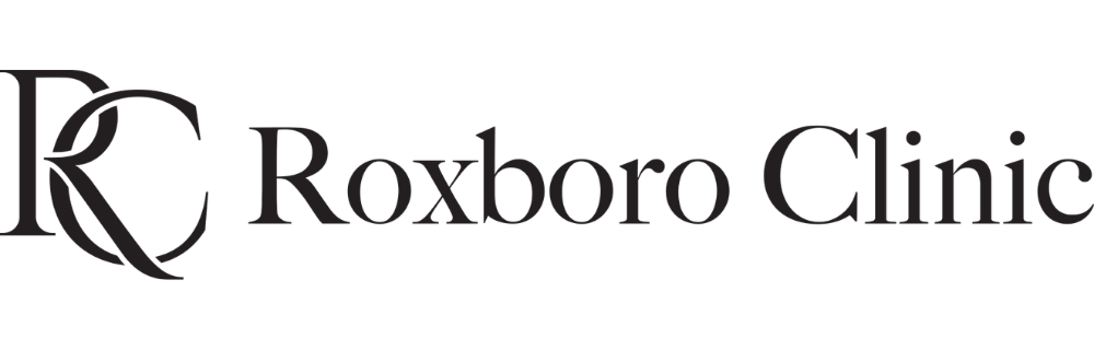 Roxboro Clinic logo with stylized RC monogram and text on a white background.