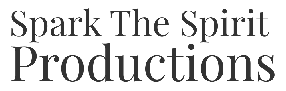 Text reading Spark The Spirit Productions in serif font on black background.