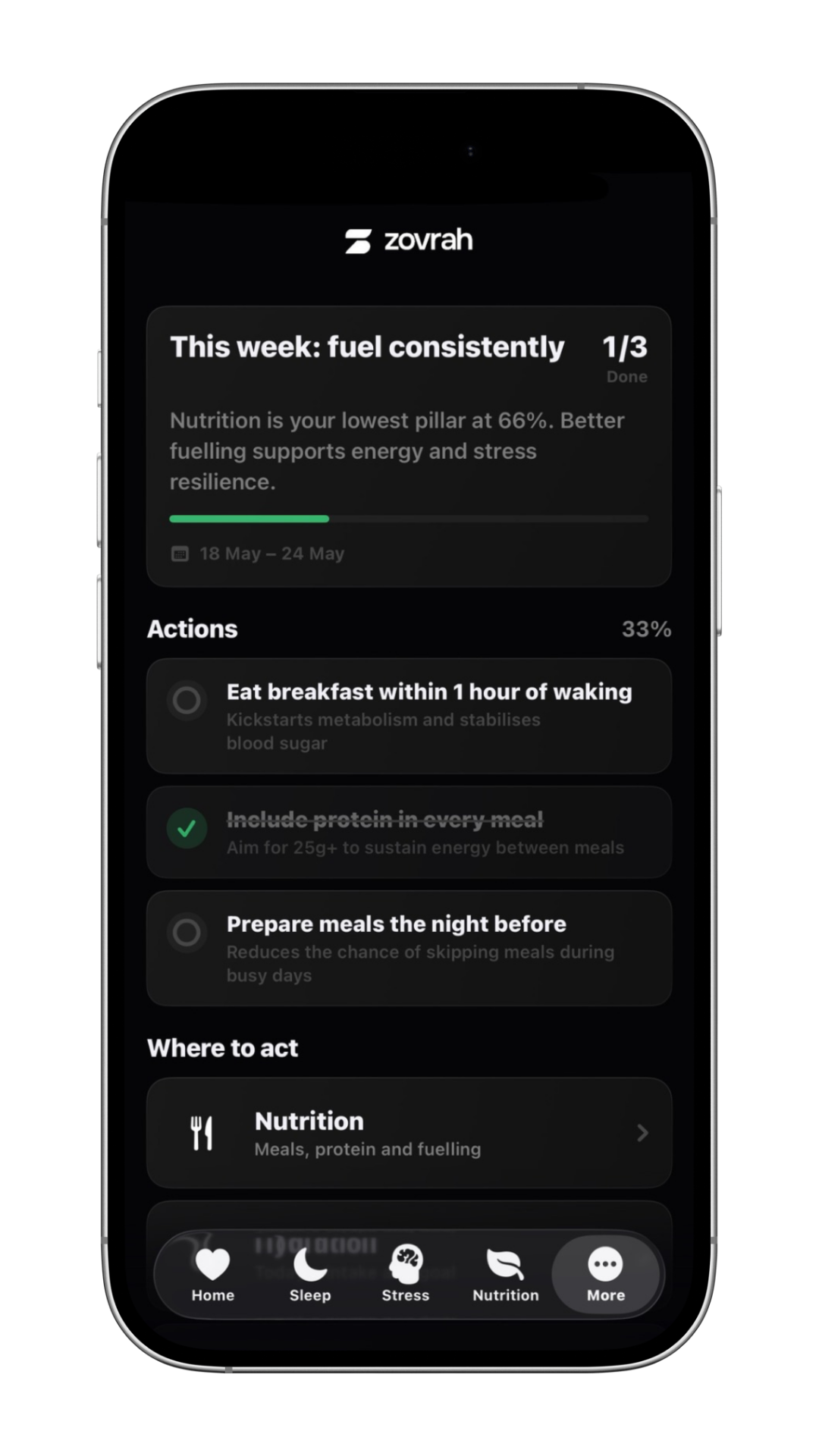 Bowl of grilled chicken with rice, cherry tomatoes, cucumber, radish slices, lime half, guacamole, and a small container of sauce, displayed on a smartphone screen with AI Meal Scan app.