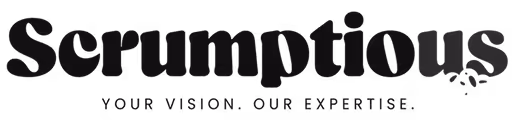 The word Scrumptious with the phrase Powered by Our Expertise beneath it in a stylized text logo.