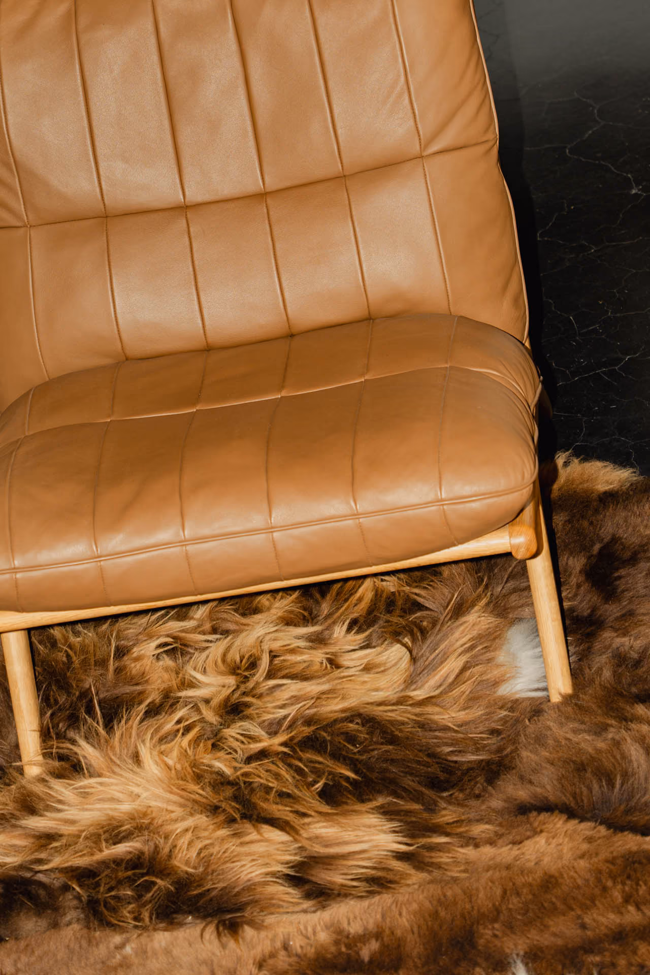 Fauteuil met bruin Stolz leder