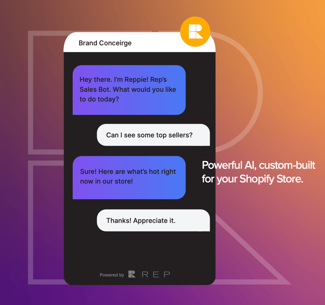 REP AI conversational chat for Shopify stores