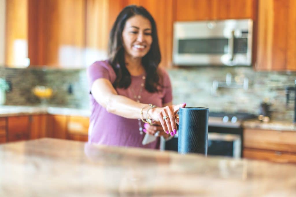 woman using voice commerce