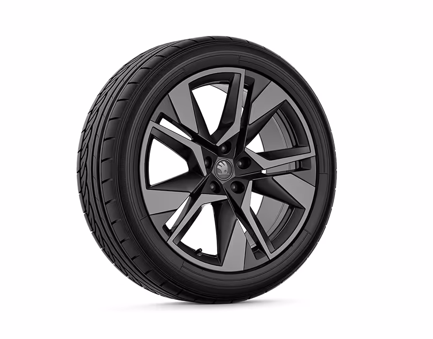 Ein freigestellter Reifen mit 19 Zoll Leichtmetallfelge “Nivalis”.