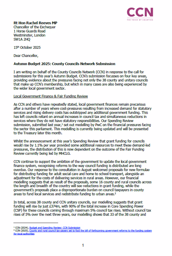 Autumn Budget 2025 - CCN Submission
