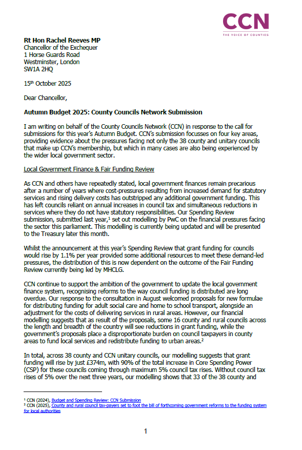 Autumn Budget 2025 - CCN Submission