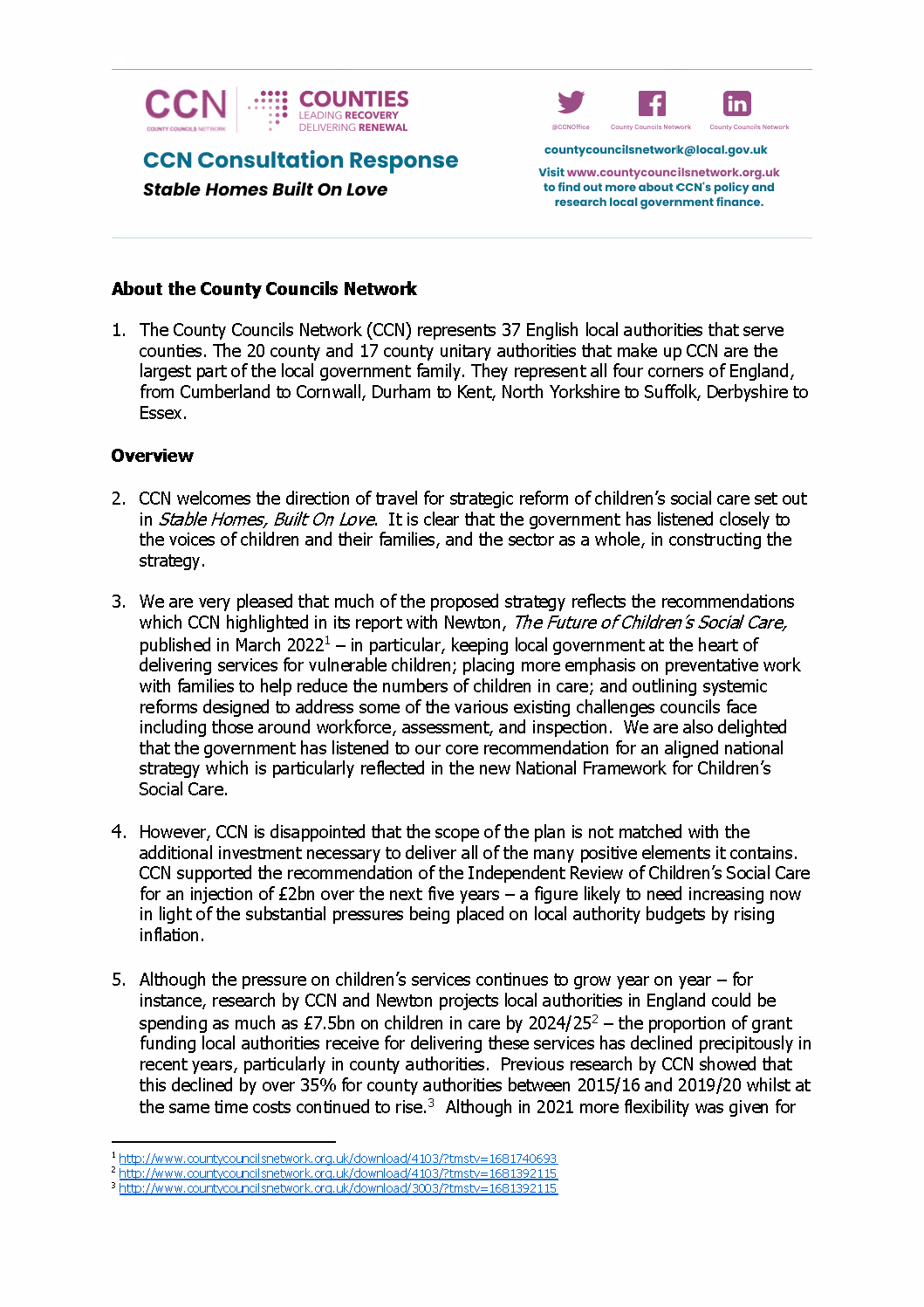 Consultation Response: Stable Homes, Built on Love