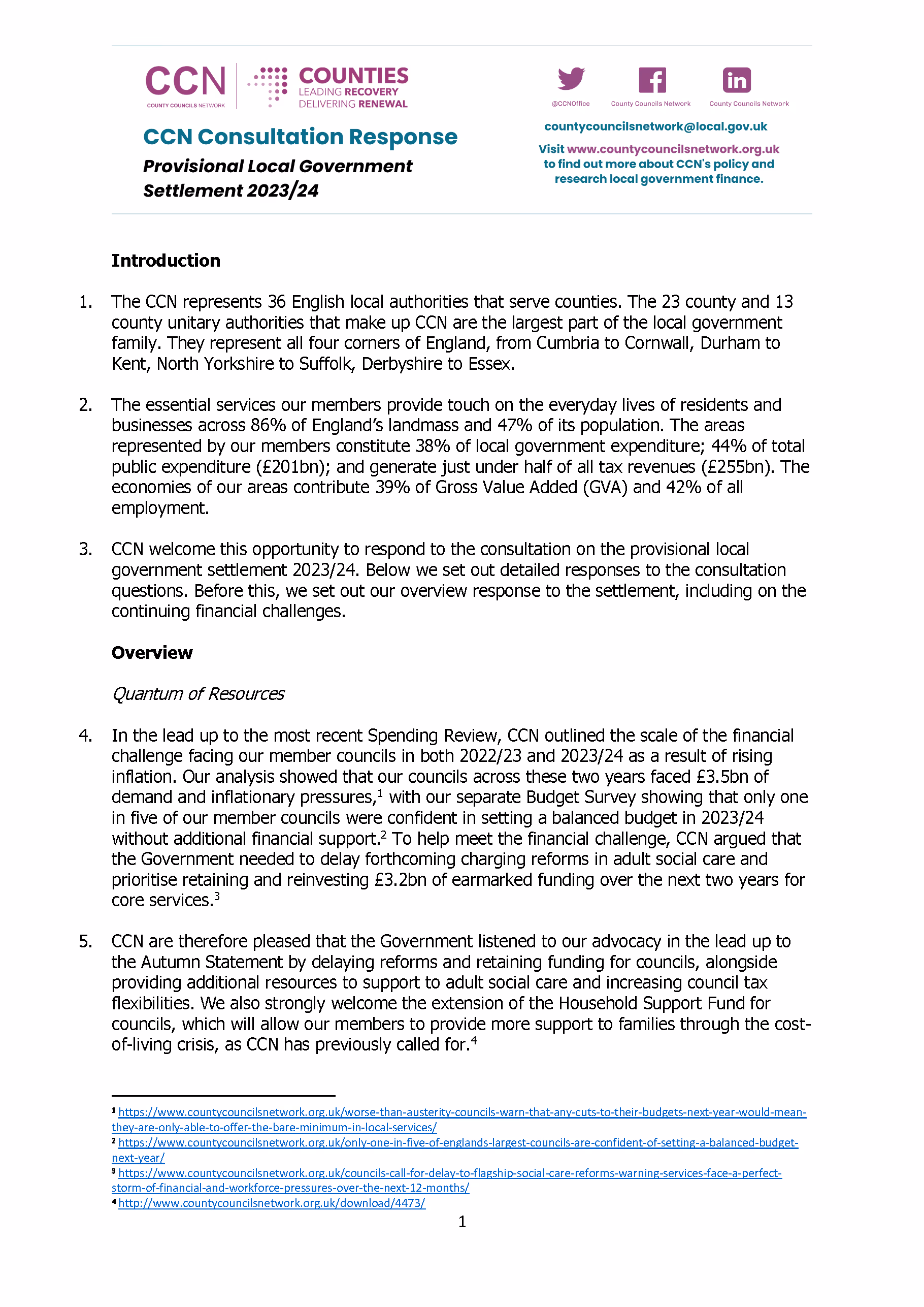 Provisional Local Government Finance Settlement 2022/23: Consultation Response