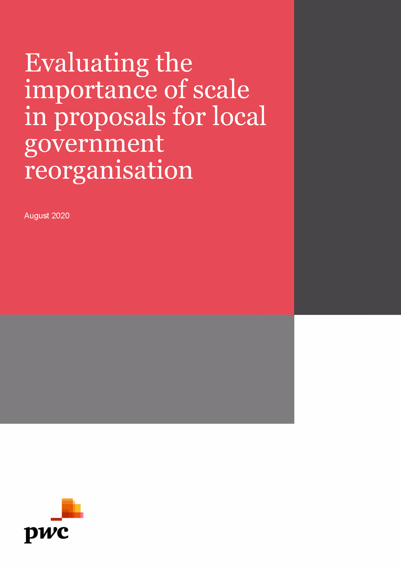 PwC: Evaluating the impact of scale in proposals for local government reorganisation