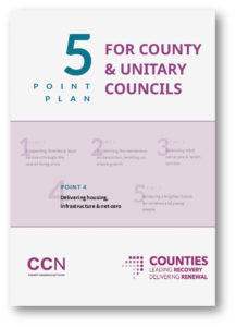 Five-point policy plan document for county and unitary councils with strategic objectives outlined.