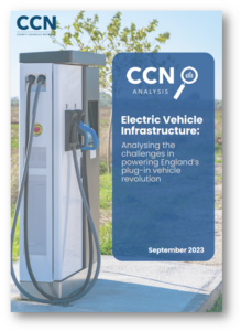 CCN electric vehicle charging station infrastructure report cover with outdoor charging equipment