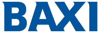 Logo with the word "BAXI" in bold blue letters.