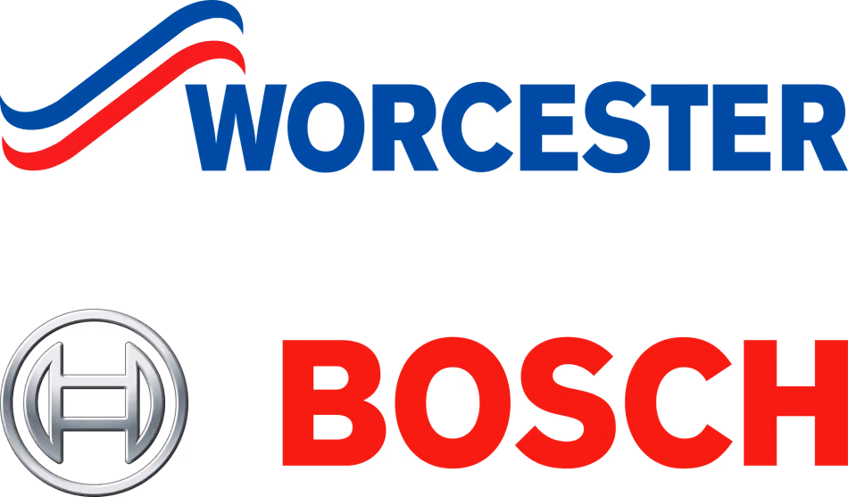 Logo featuring "Worcester Bosch" with red, blue, and gray colors.