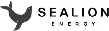 Silhouette of a sea lion facing left with the word SEALION in uppercase letters.