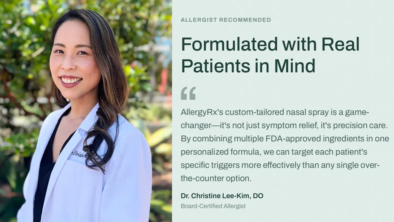 Patient using AllergyRx nasal spray