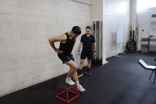 GymTherapy physiotherapist performing gym based rehabilitation with client