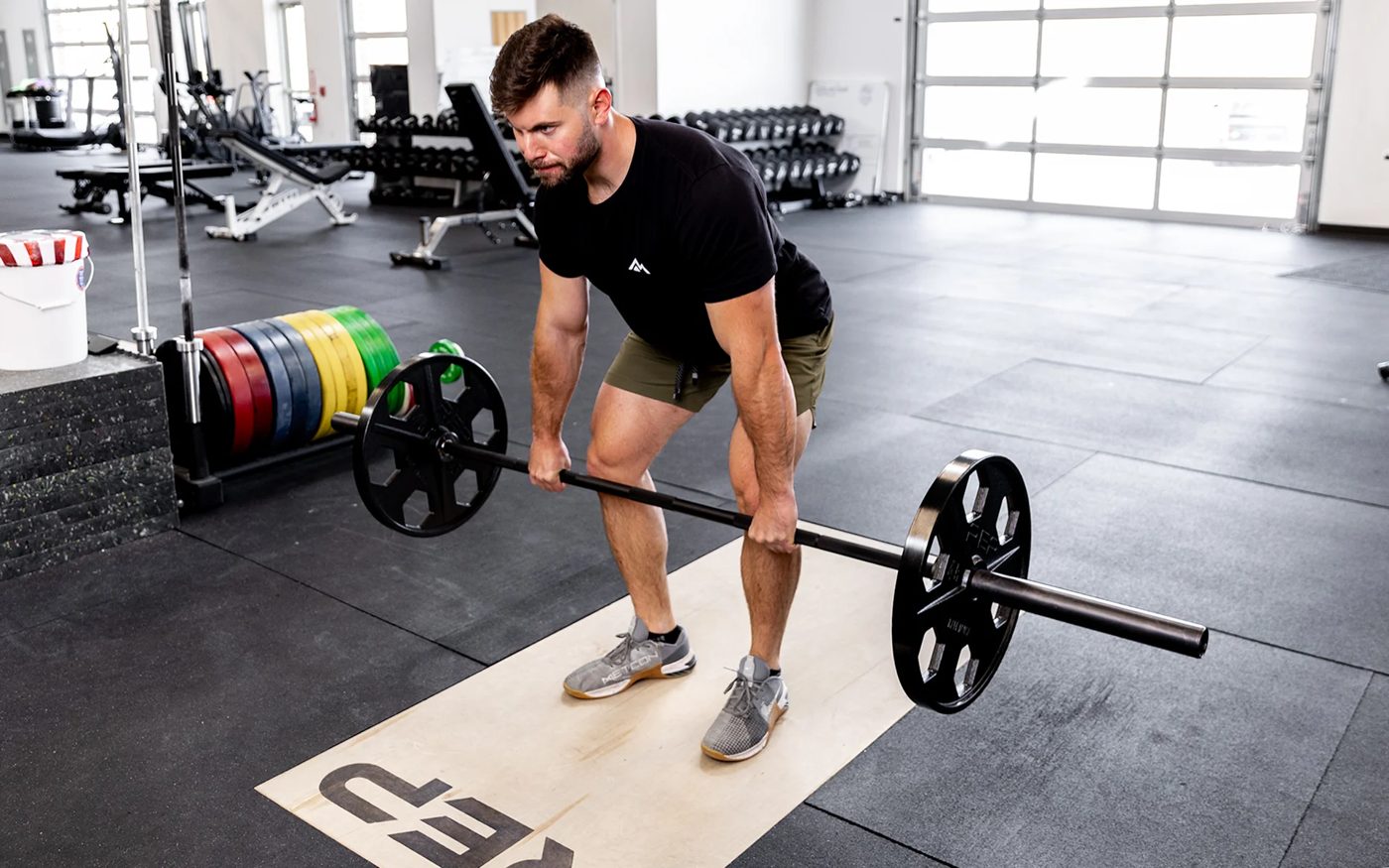 Barbell Romanian deadlift loading the hamstrings at longer muscle lengths
