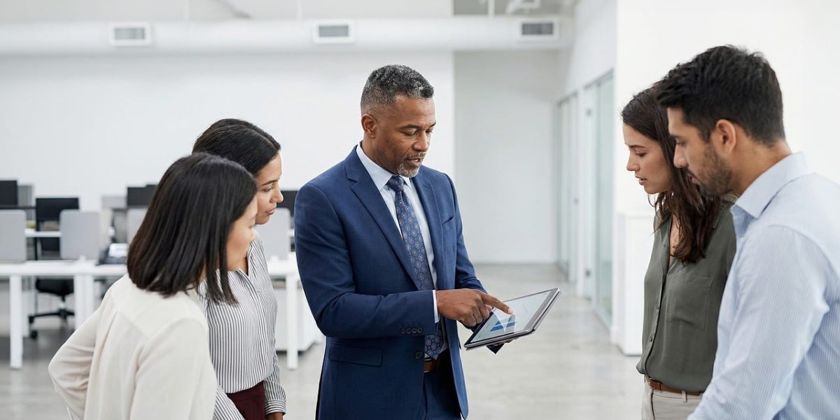 Leaders grappling with vast digital data to make informed decisions.