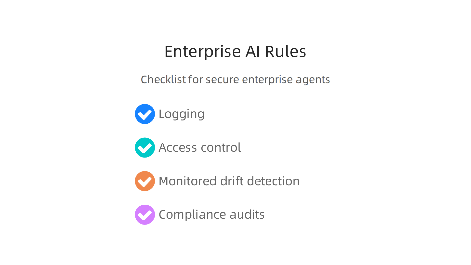 Essential operational rules for maintaining secure and compliant enterprise AI agents.