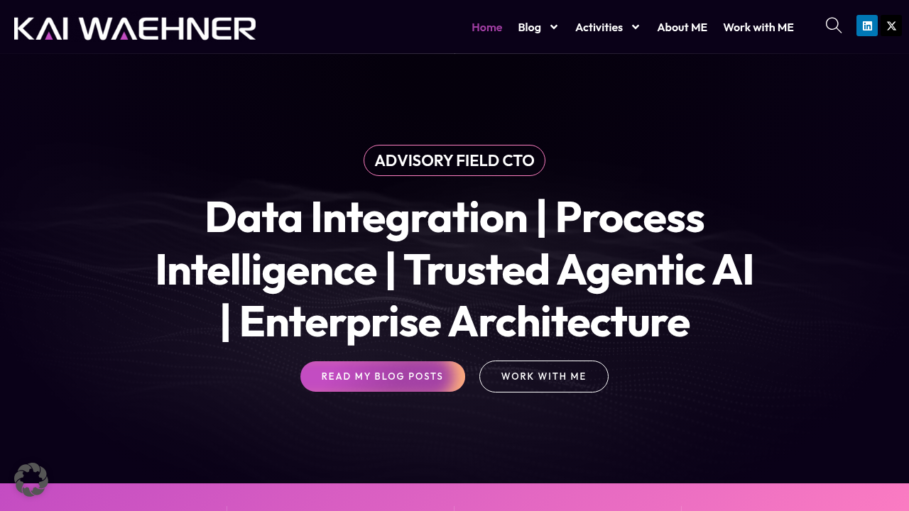 The blog homepage of Kai Waehner, a resource for insights into enterprise AI landscapes and architectural considerations.