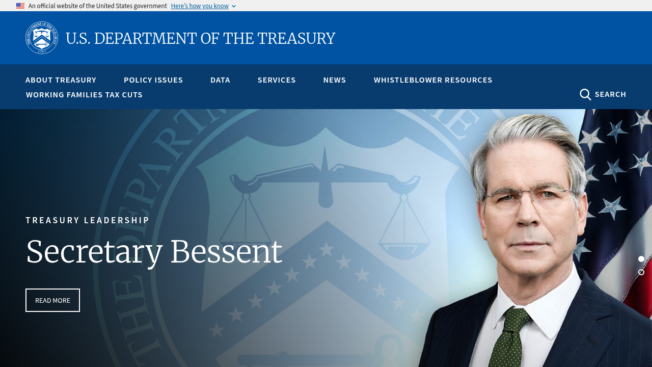 The U.S. Department of the Treasury website, a source for AI guidelines.