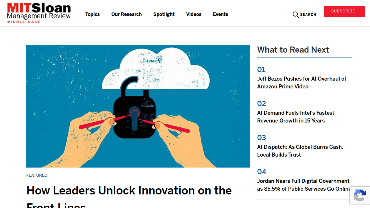 The MIT Sloan Middle East website, discussing challenges in synthetic data governance.