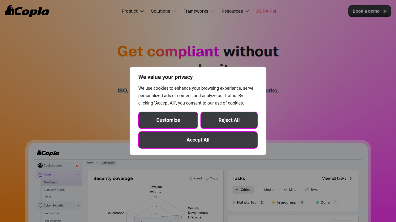 Copla's platform offers solutions for managing vendor risk, crucial for data handling in enterprises.