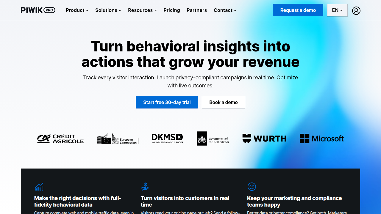 Piwik PRO emphasizes privacy by design in its analytics platform, helping businesses collect just enough data.