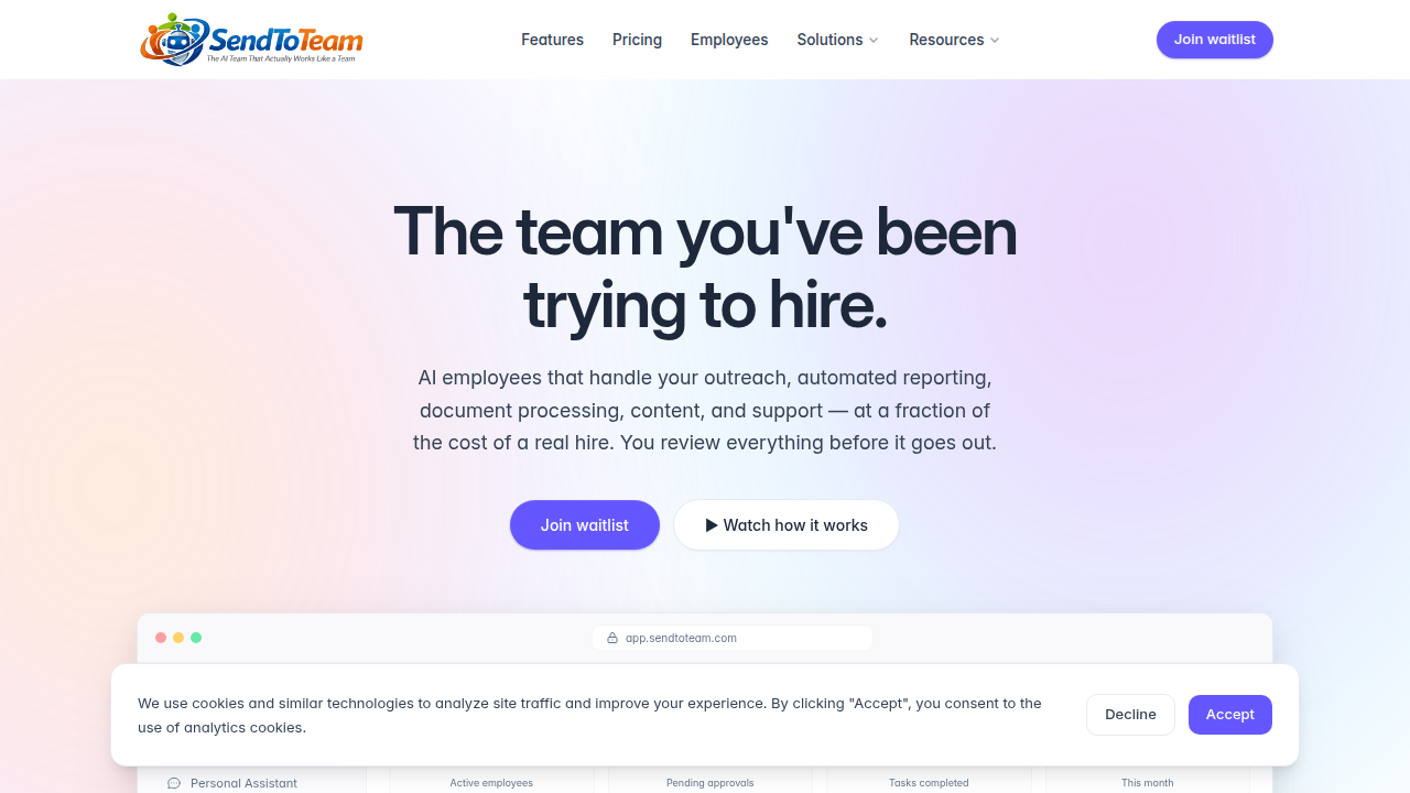 A screenshot of SendToTeam's blog on AI workforce trends, highlighting the growing demand for AI skills and potential economic impact.