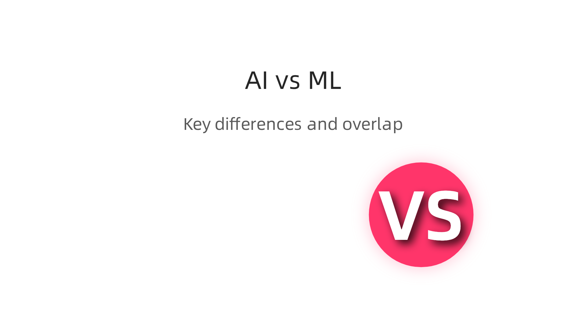 A direct comparison highlighting the fundamental differences between Artificial Intelligence and Machine Learning in terms of scope, goal, and how they operate.