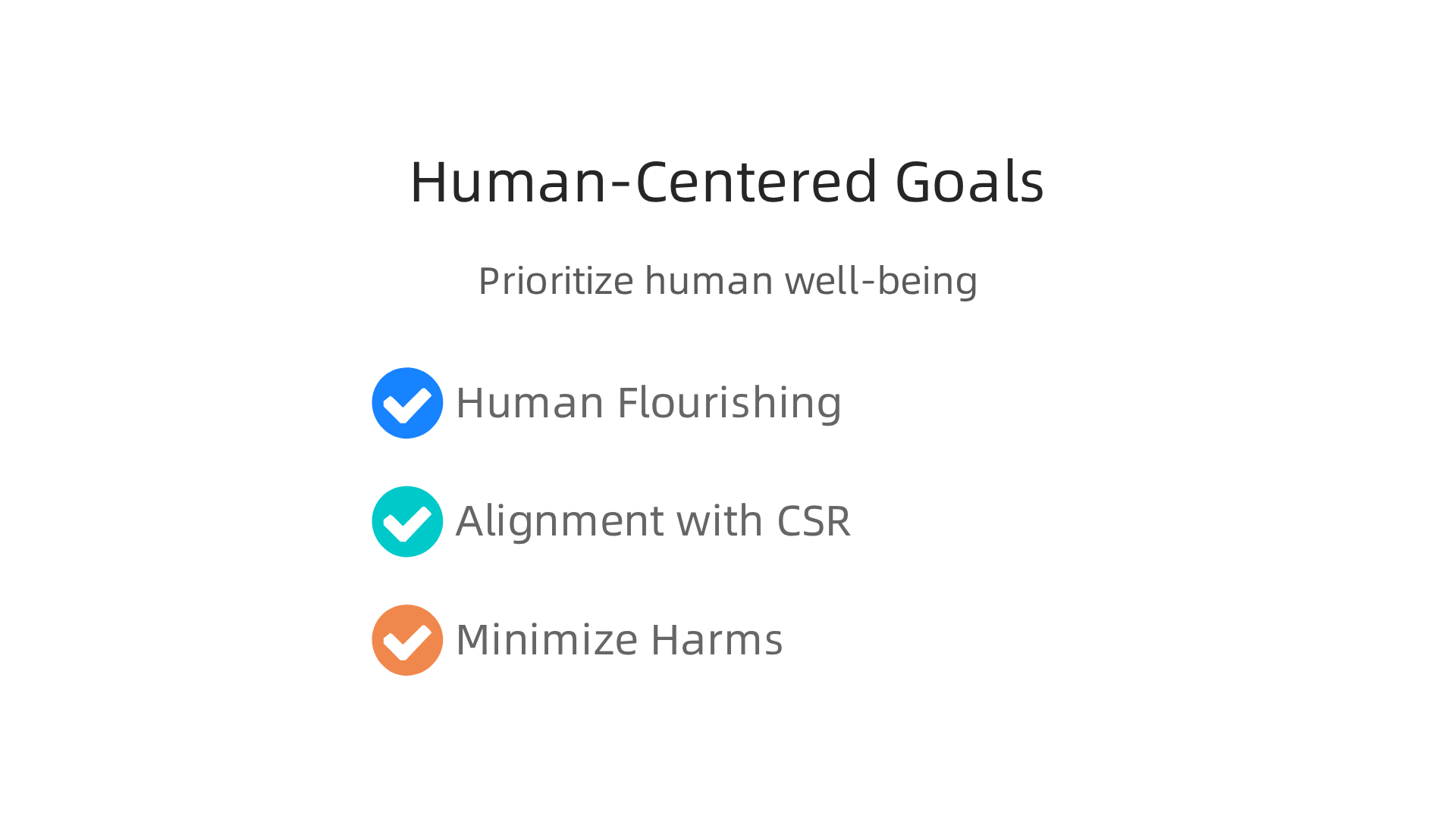 Key objectives when designing AI models to prioritize human well-being and societal benefit.