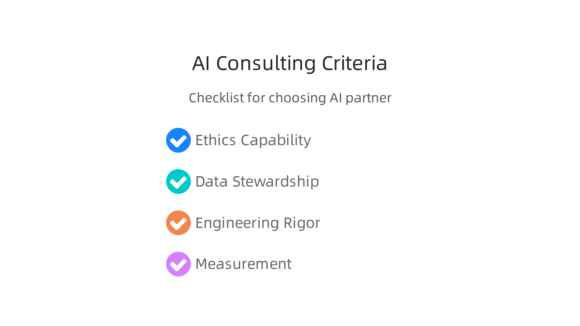 Key criteria for evaluating and selecting an AI consulting business.