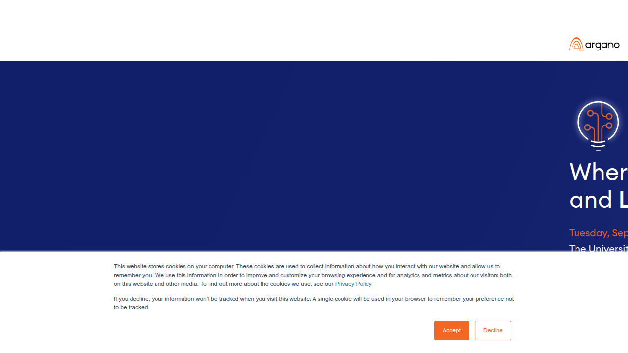 A screenshot of Argano's homepage, offering insights into enterprise AI governance frameworks and operating models.