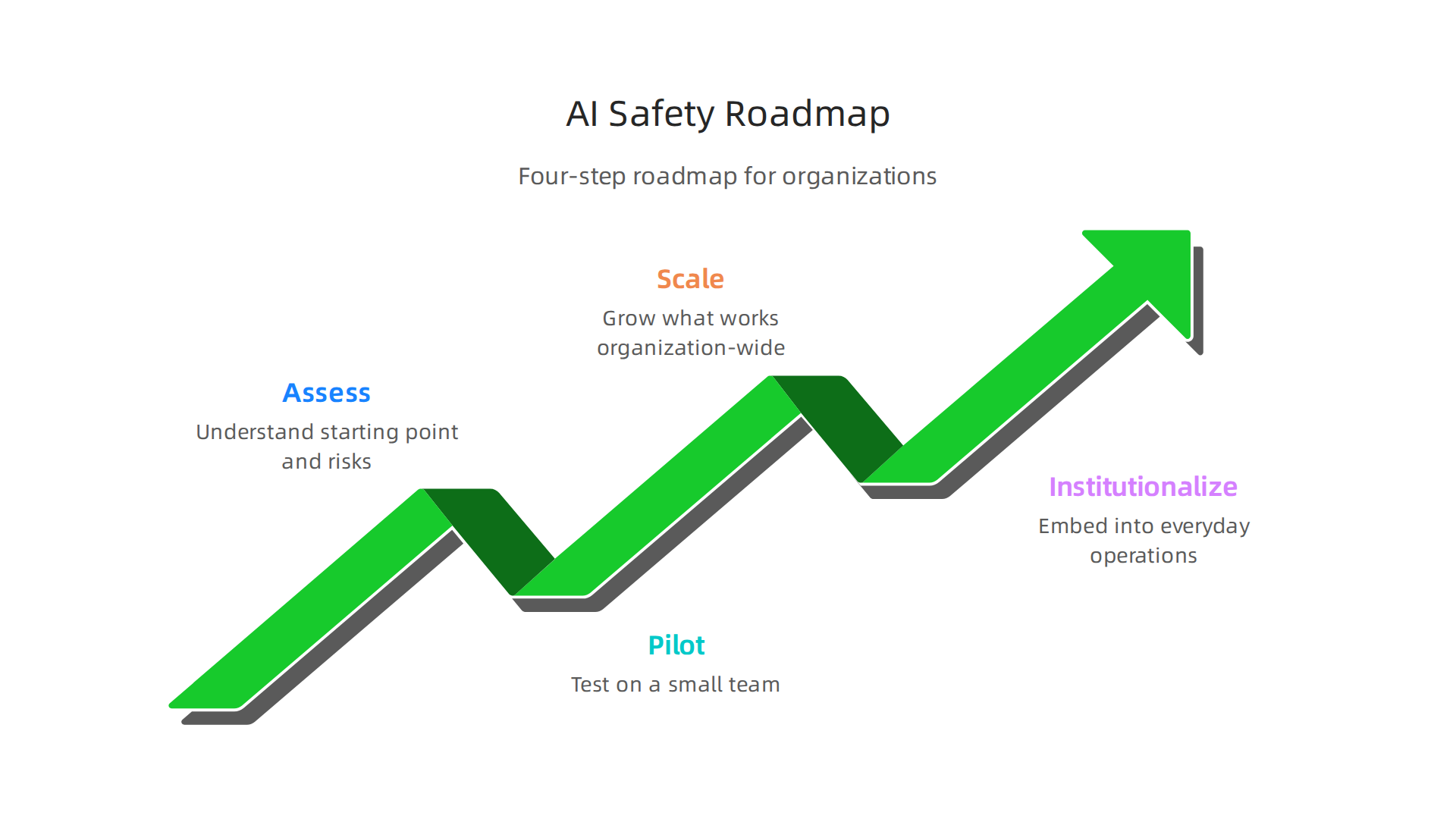 A four-step roadmap for large organizations to implement AI safety and cyber awareness.