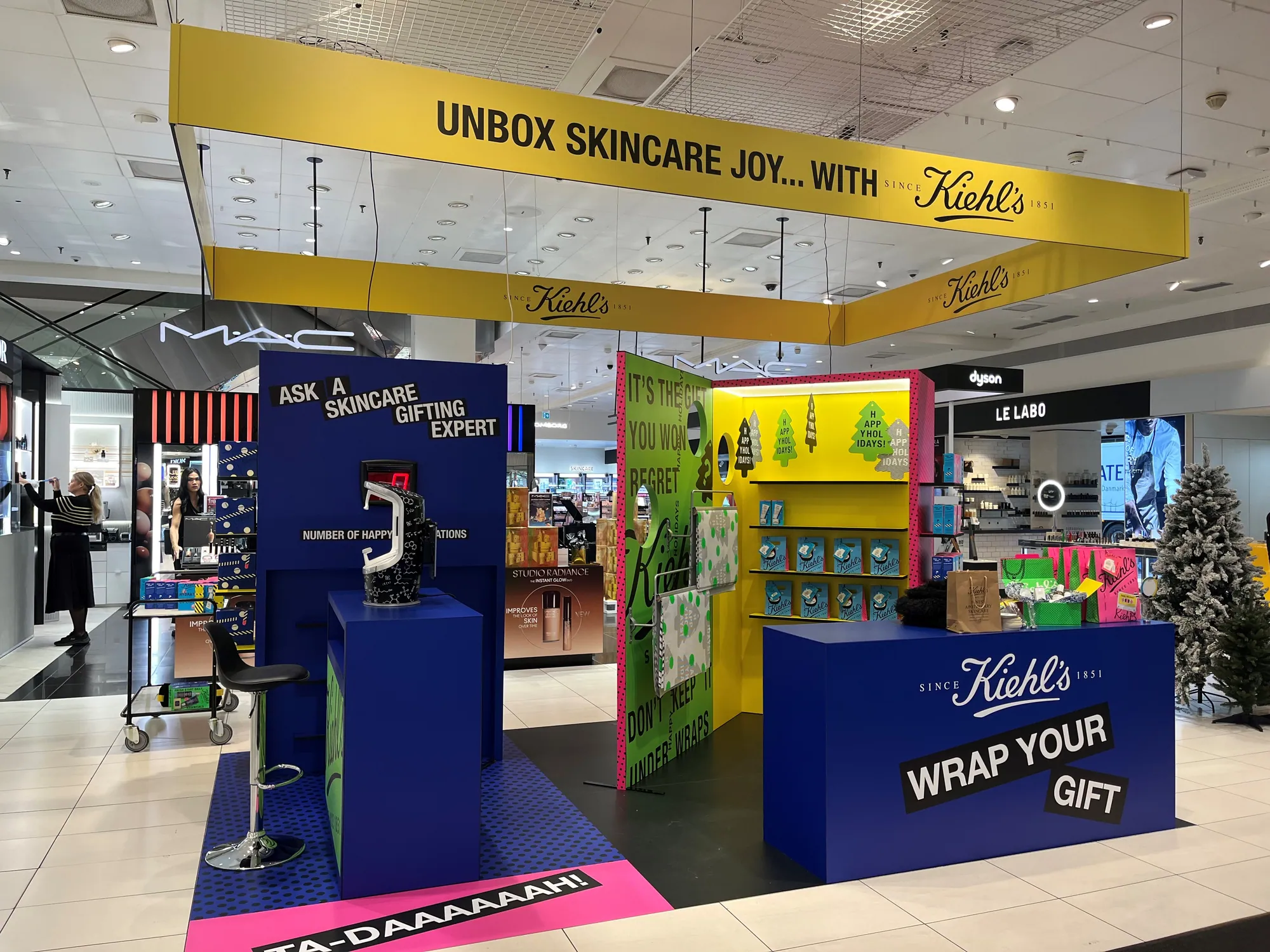 Beauty brand gifting pop-up in a department store built with T3