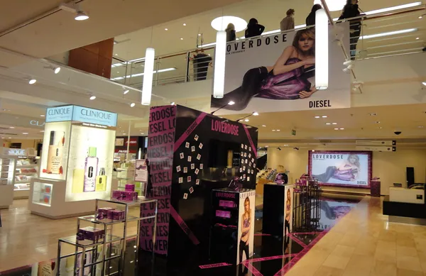 Fragrance launch pop-up display in a department store