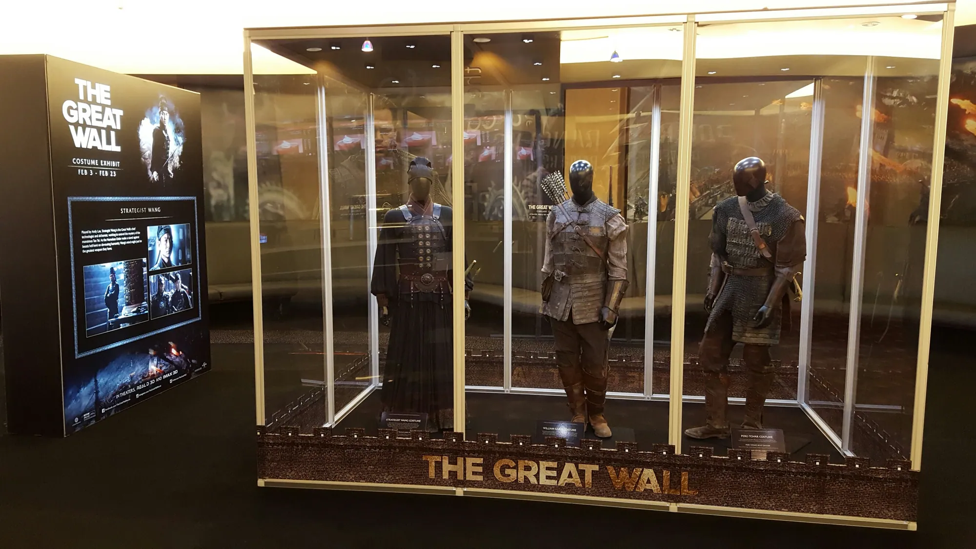 Gold-finish framed costume display cases
