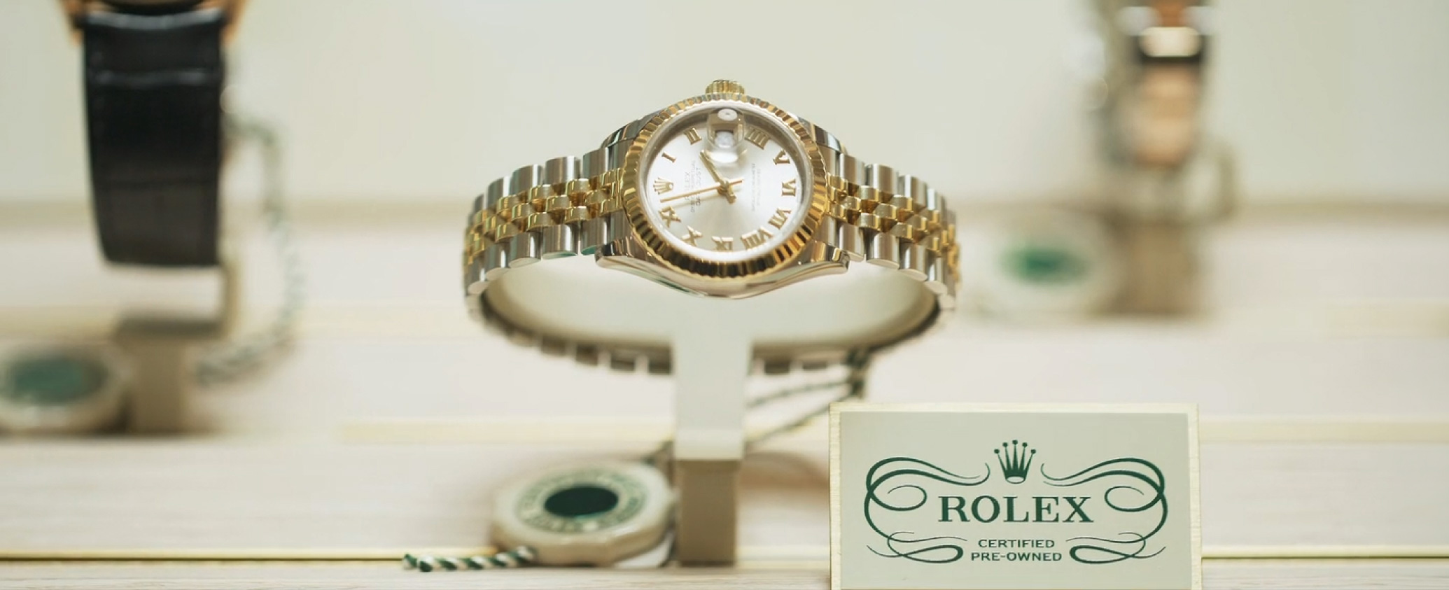 a watch on a display