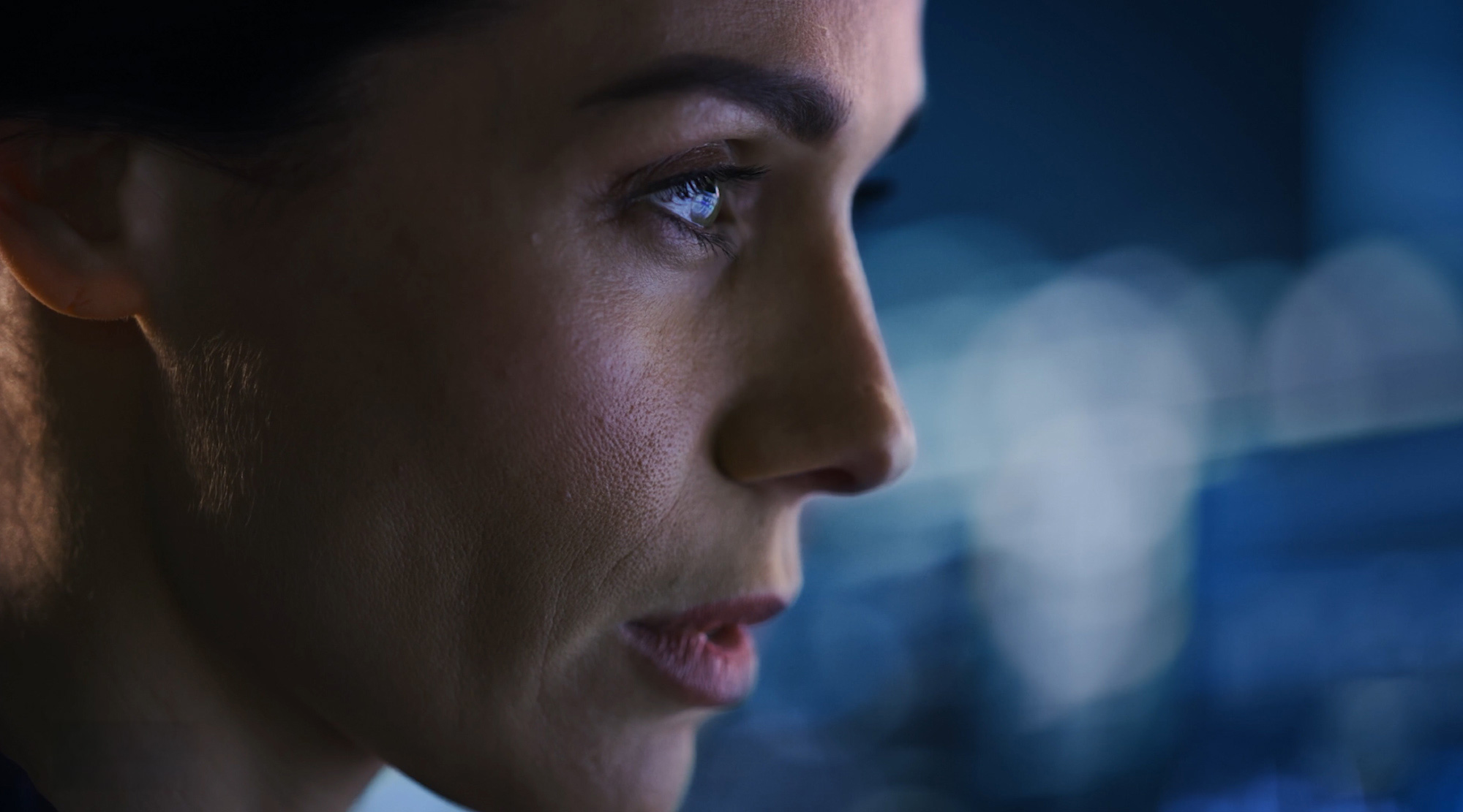 a close up of a woman's face