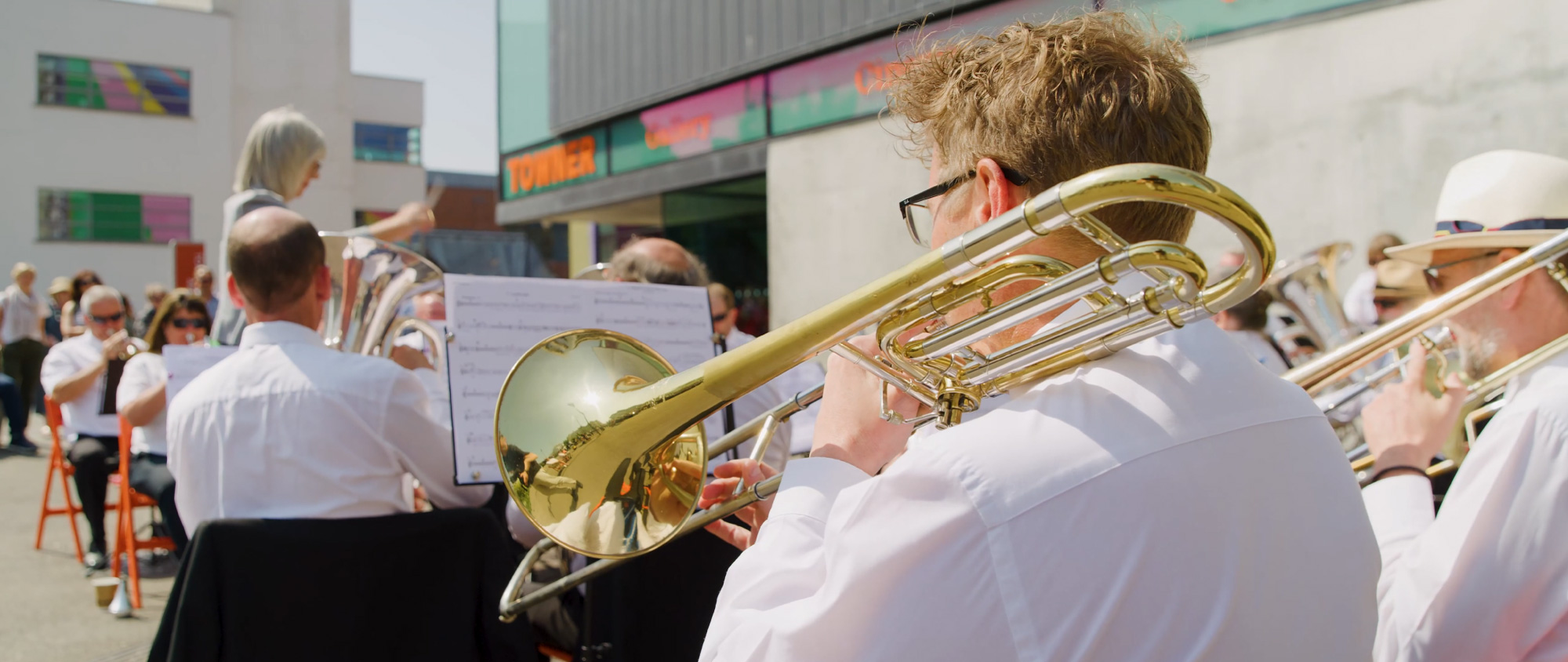 a man playing a trumpet