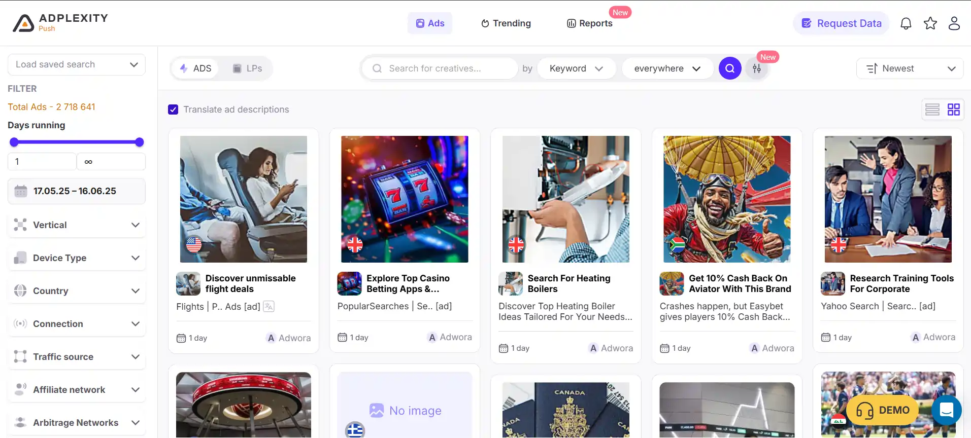 Choose Your Adplexity Module for New Ad Creatives
