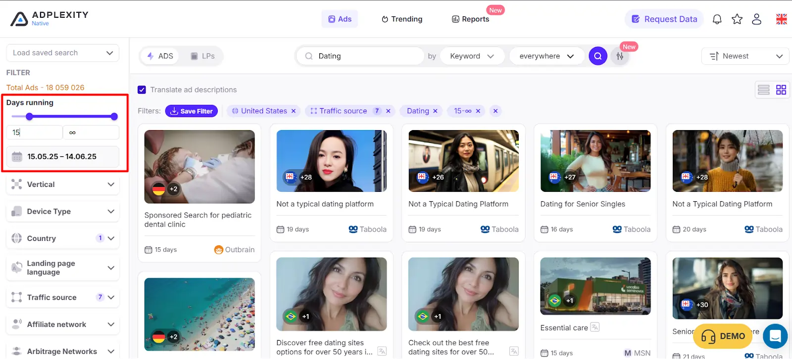 Filter Landing Pages by Duration