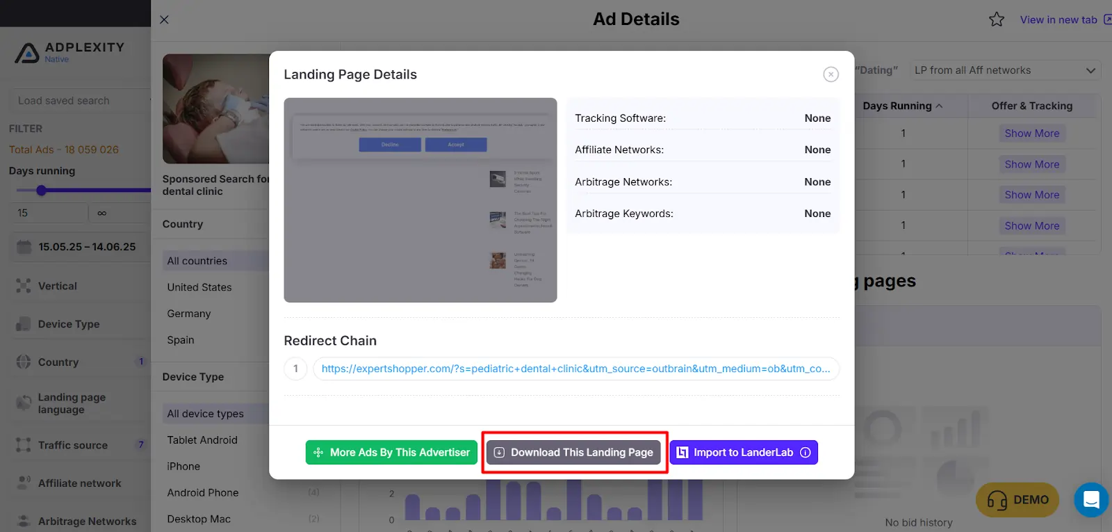 Download the Winning Landing Page Details