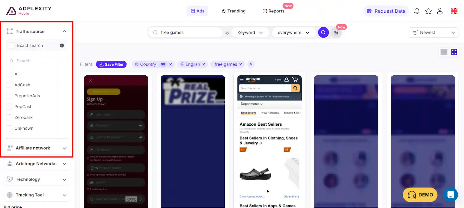 Analyse Traffic Sources and Networks of Gaming Ads using Adplexity Mobile