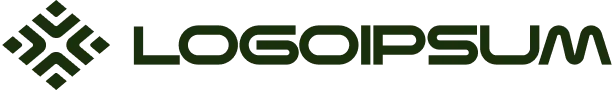 Logo with a geometric diamond-shaped icon followed by the text 'LOGOIPSUM' in a modern font.
